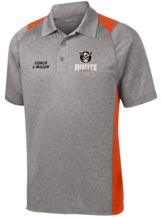 MSFZ ST665 Sport-Tek® Heather Colorblock Contender™ COACHES Polo Embroidered with name (Grey /Orange trace)