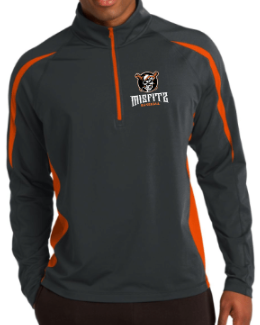 MSFZ ST851 Sport-Tek® Sport-Wick® Stretch 1/4-Zip Colorblock Pullover (CHAR/ORANGE)
