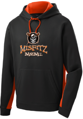 MSFZ ST235 Sport-Tek® Sport-Wick® Fleece Colorblock Hooded Pullover (BLACK/ORANGE)