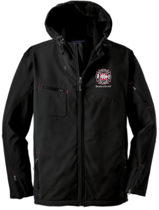 NRFD J706  Port Authority® Textured Hooded Soft Shell Jacket (BLACK) EMBROIDERED