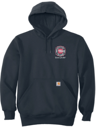 NRFD CT100615  Carhartt® Rain Defender® Paxton Heavyweight Hooded Sweatshirt (NAVY) PRINTED DESIGN