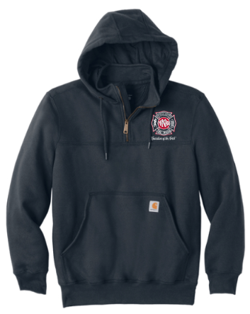 NRFD CT100617  Carhartt® Rain Defender® Paxton Heavyweight Hooded 1/4 Zip Mock Sweatshirt (NAVY) EMBROIDERED